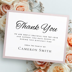 carte de remerciements de sympathie du rose taupe