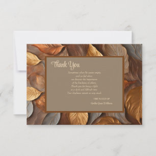 Carte de remerciements de sympathie Feuille rustiq