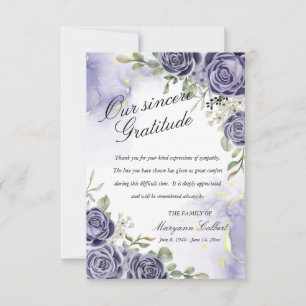Carte de remerciements de sympathie florale Indigo