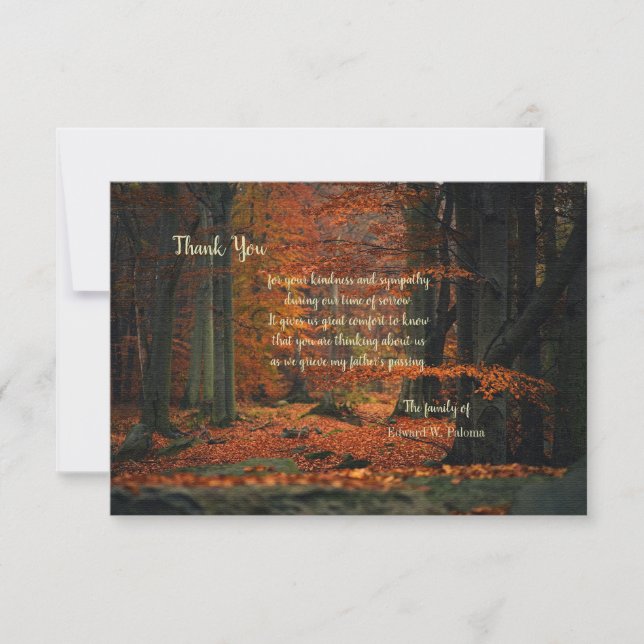Carte de remerciements de sympathie pour la forêt  (Devant)