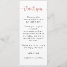 Carte de remerciements de table, Carte de réglage 