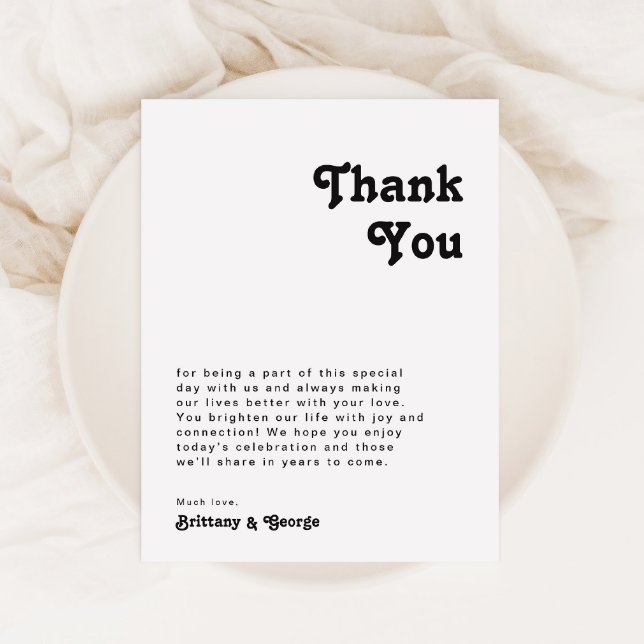 Carte de remerciements de table de lettres rétro m (Créateur téléchargé)