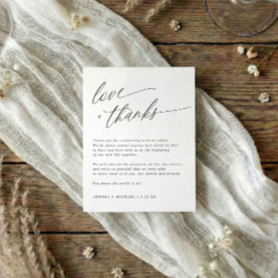 Carte de remerciements de table de mariage moderne