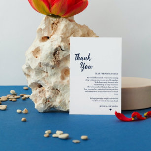 Carte de remerciements de table Mariage bleu Dusty