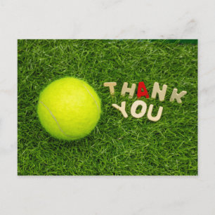 Carte de remerciements de tennis avec balle de ten