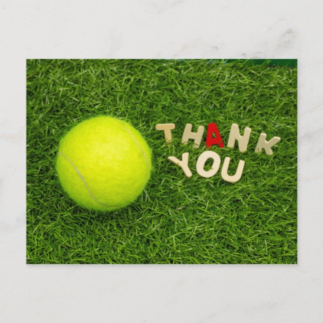 Carte de remerciements de tennis avec balle de ten (Devant)