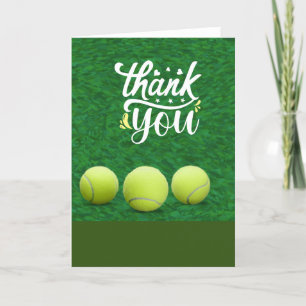 Carte de remerciements de tennis avec balle pour j