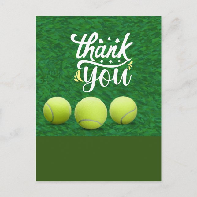 Carte de remerciements de tennis avec balle pour j (Devant)