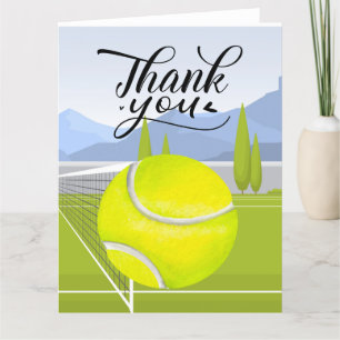 Carte de remerciements de tennis avec balle sur le