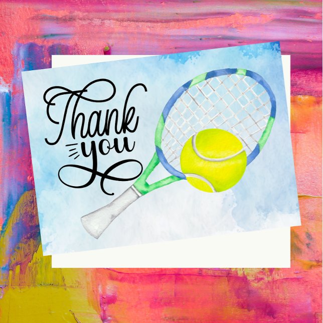 Carte de remerciements de tennis avec balle sur le (Créateur téléchargé)