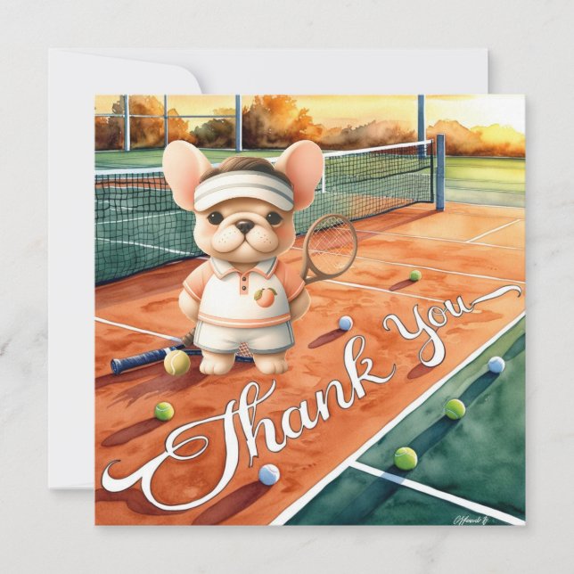 Carte de remerciements de tennis et aquarelle de b (Devant)