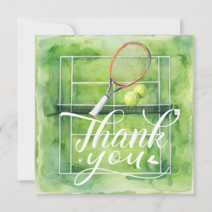 Carte de remerciements de tennis et aquarelle de b