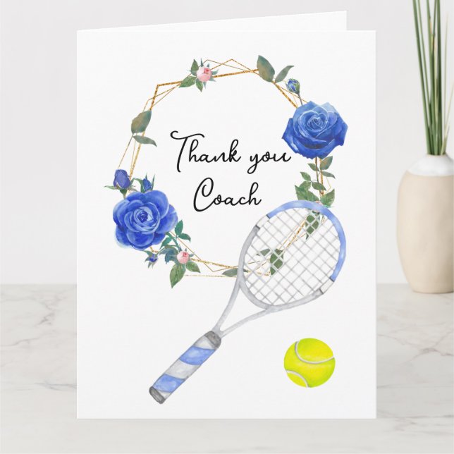 Carte de remerciements de tennis pour coach (Devant)