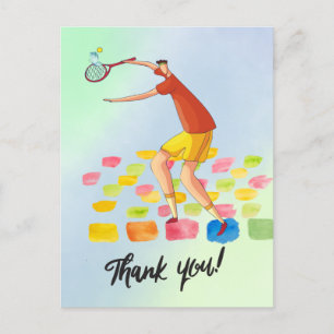 Carte de remerciements de tennis pour coach aquare