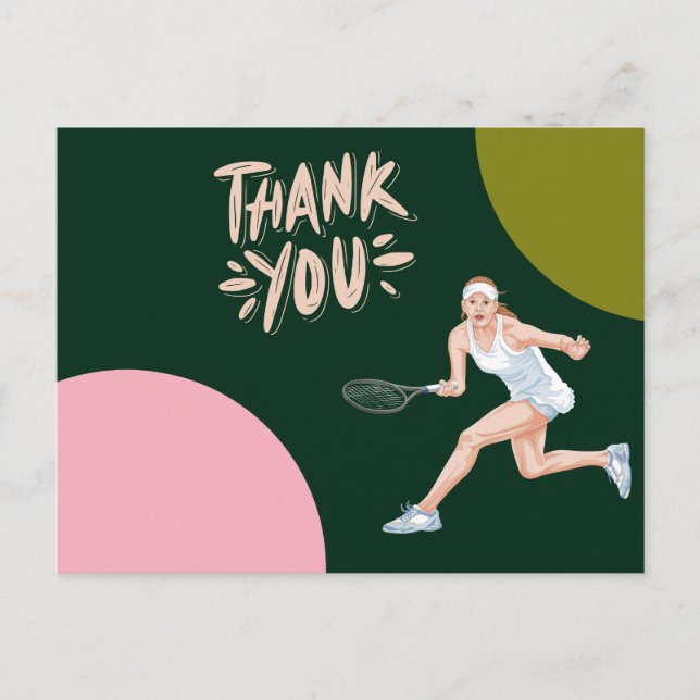 Carte de remerciements de tennis pour joueur (Devant)