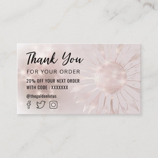 carte de remerciements de tournesol (Devant)