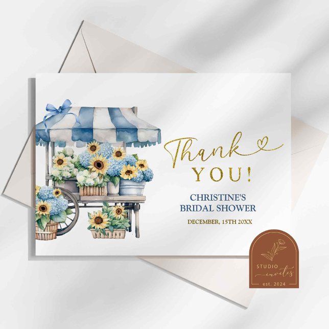 Carte de remerciements de tournesol Blue Hydrangea (Créateur téléchargé)