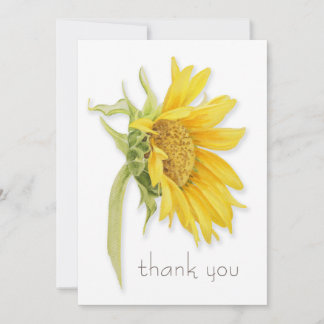Carte de remerciements de tournesol d'aquarelle