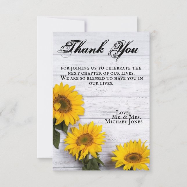 Carte de remerciements de tournesol or (Devant)