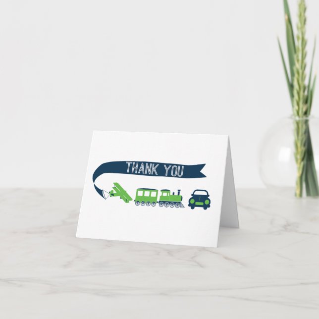 Carte de remerciements de trains et d'automobiles (Devant)