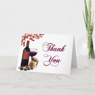 Carte de remerciements de vin et de chocolat
