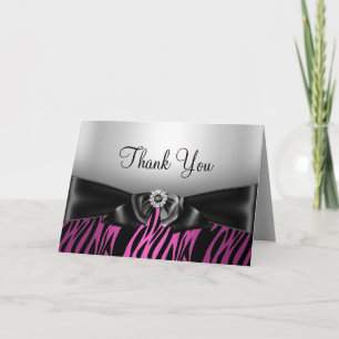 Carte de remerciements de zèbre d'impression rose