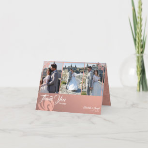 Carte De Remerciements Déco moderne cygne rose 3 Mariage photo plié