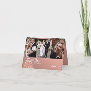 Carte De Remerciements Déco moderne Peacock rose 3 Mariage photo plié