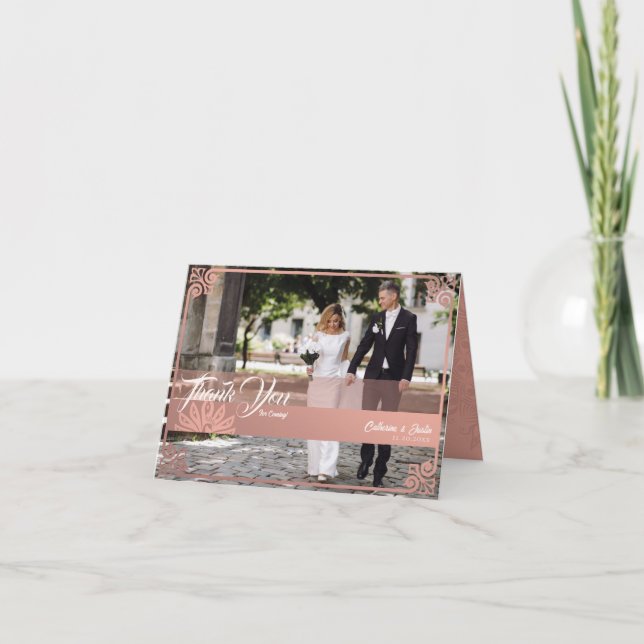 Carte De Remerciements Déco moderne Pink Peacock Mariage photo plié (Devant)