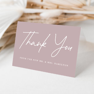 Carte De Remerciements Décontracté Script Dusty Purple Mariage