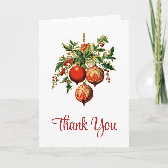 Carte De Remerciements Décorations d'arbre de Noël Cool rétros (Devant)