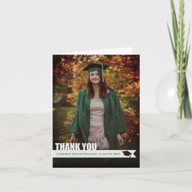 Carte De Remerciements Découper blanc Ruban de la catégorie de graduation (Devant)