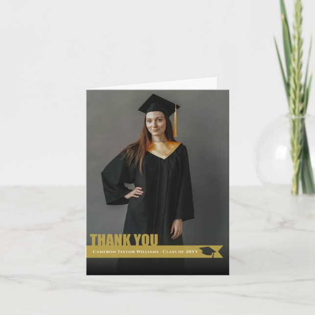 Carte De Remerciements Découper Ruban d'or Diplôme Cap découpe photo (Devant)