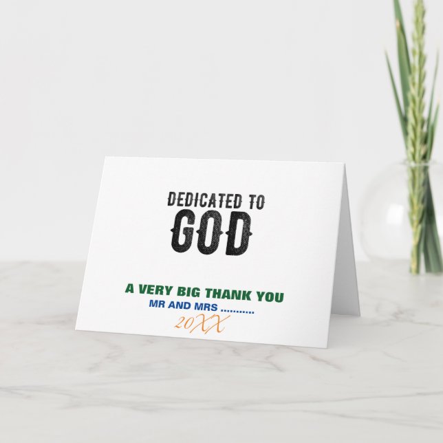 CARTE DE REMERCIEMENTS DÉDIÉ À DIEU PERSONNALISABLE COOL TEXTE NOIR (Devant)
