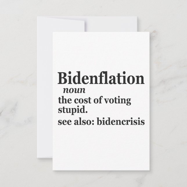 Carte De Remerciements Définition amusante BidenFlation Politique américa (Devant)