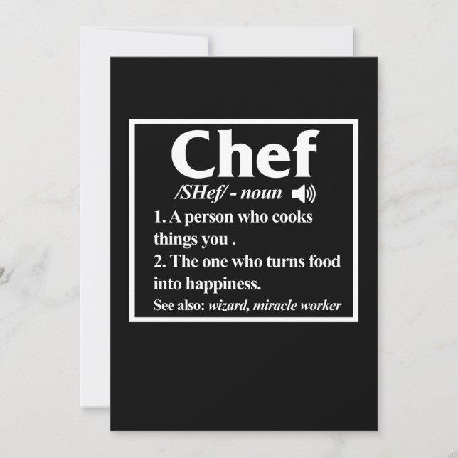 Carte De Remerciements Définition de chef cuisinier cuisine nourriture (Devant)