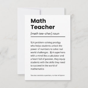 Carte De Remerciements Définition de l'enseignant en mathématiques, Appré