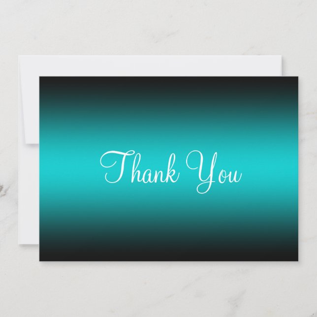 Carte De Remerciements Dégradé de bord noir turquoise foncé (Devant)