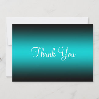 Carte De Remerciements Dégradé de bord noir turquoise foncé