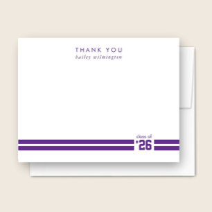 Carte De Remerciements Dégradé Sporty Rayures Violet
