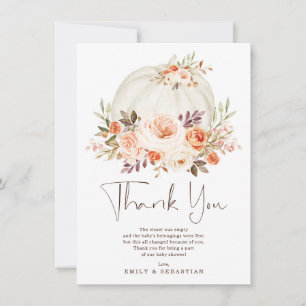 Carte De Remerciements Délicat Citrouille d'automne Baby shower floral d'