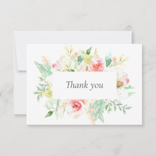 Carte De Remerciements Délicat Fleurs Roses Douces Mariage de verdure