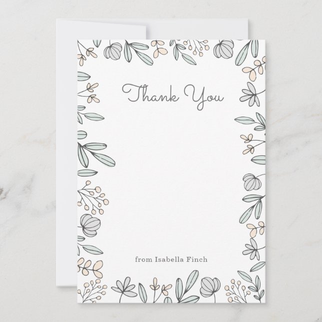 Carte De Remerciements Délicat floral (Devant)