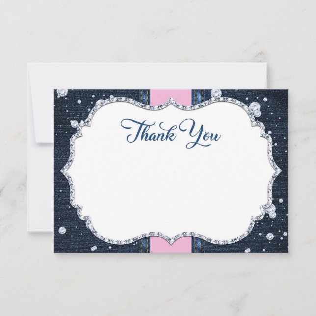 Carte De Remerciements Denim & Diamonds  (Devant)