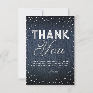 Carte De Remerciements Denim Diamonds Parties scintillant Rhinestones Chi