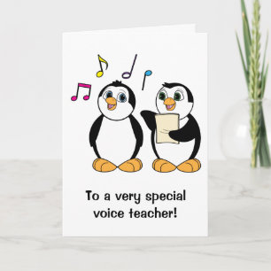 Carte de remerciements d'enseignant vocal avec des