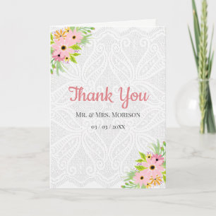 Carte De Remerciements Dentelle florale