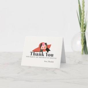 Carte De Remerciements Derby Style Big Red Casquette Rose Anniversaire