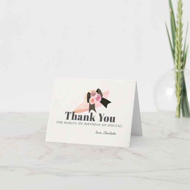 Carte De Remerciements Derby Style Grand Casquette rose Rose Anniversaire (Devant)