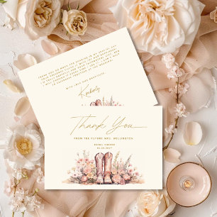 Carte De Remerciements Dernières Bottes de Rodéo Florales Mariage de Cowg